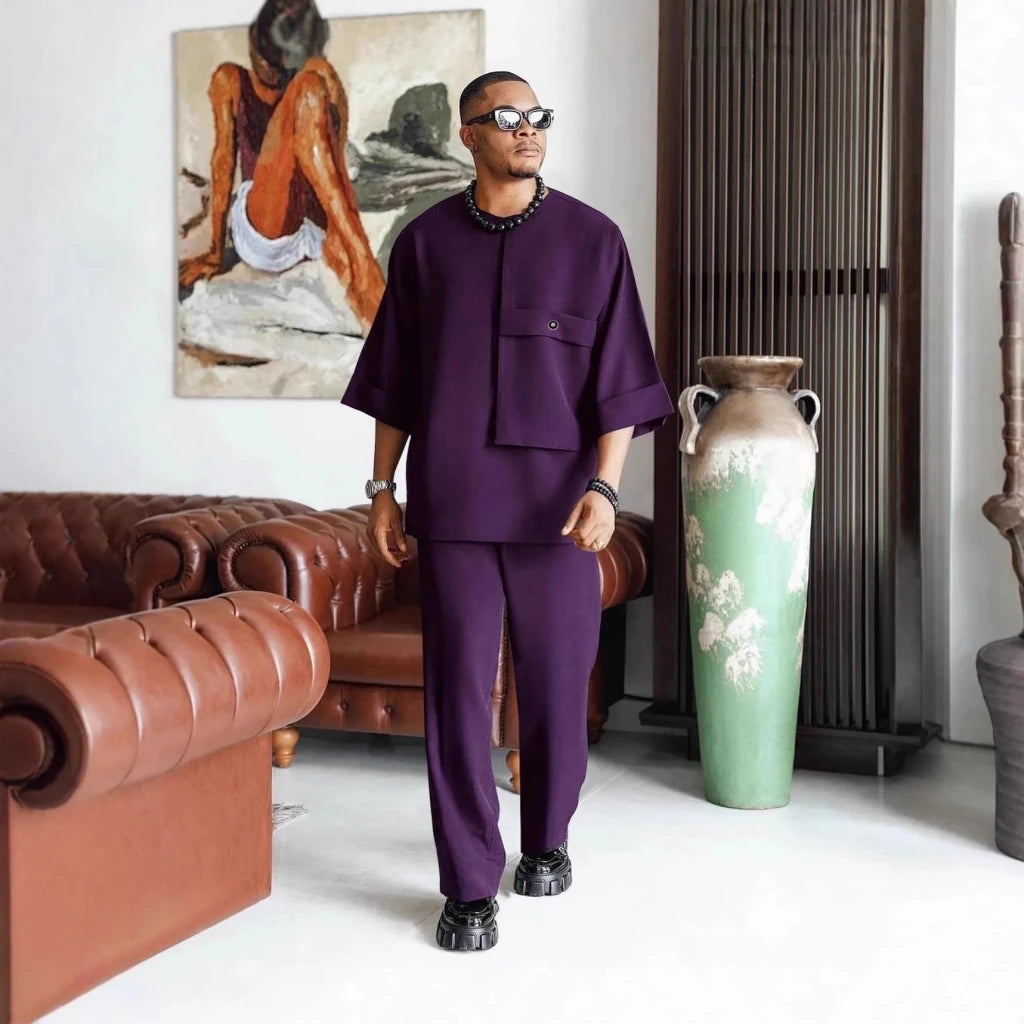 Men's Dashiki Kaftan Two-Piece Wedding Set - Free Delivery Worldwide only at Flexi Africa