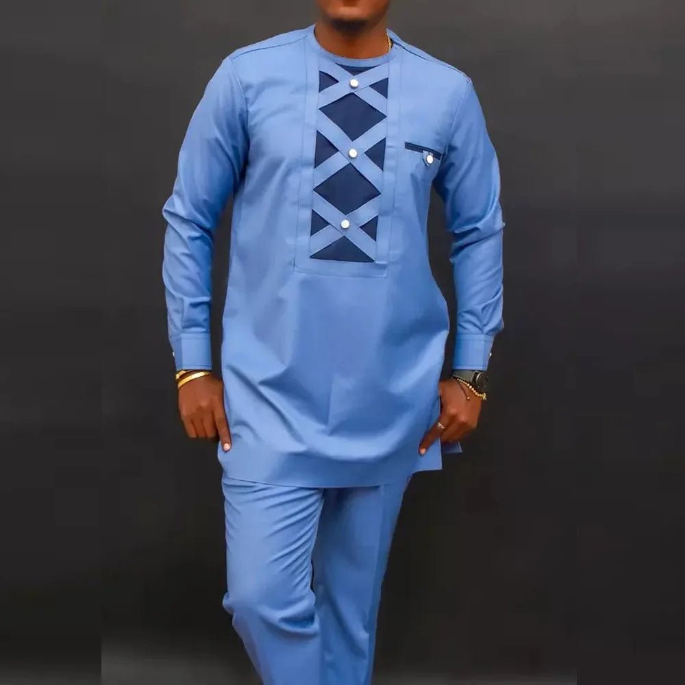Men's Dashiki Long-Sleeve Two-Piece Set - Free Delivery Worldwide only at Flexi Africa