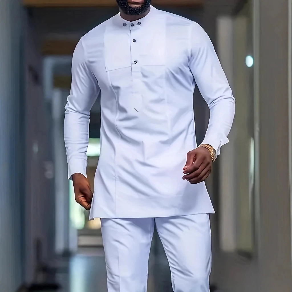 Men's Dashiki Long-Sleeve Two-Piece Set - Free Delivery Worldwide only at Flexi Africa
