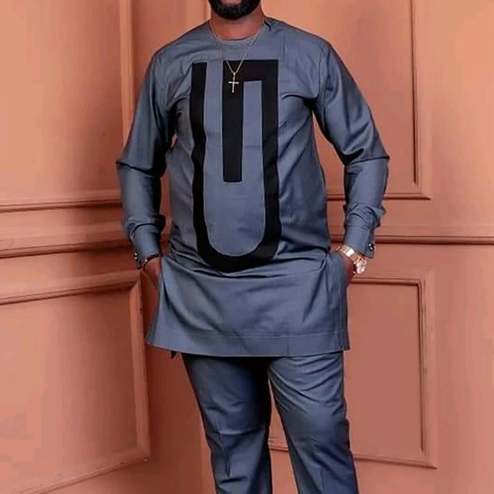 Men's Dashiki Long-Sleeve Two-Piece Set - Free Delivery Worldwide only at Flexi Africa