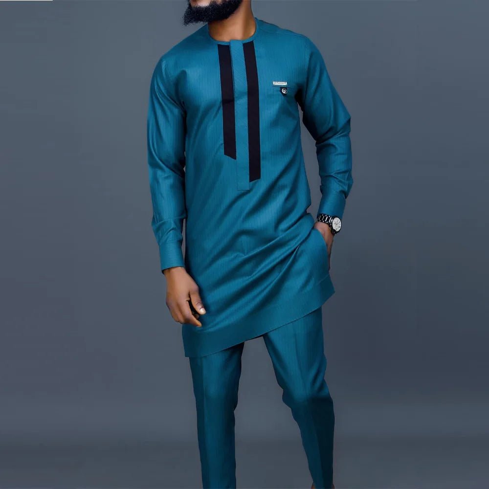 Men's Dashiki Long-Sleeve Two-Piece Set - Free Delivery Worldwide only at Flexi Africa
