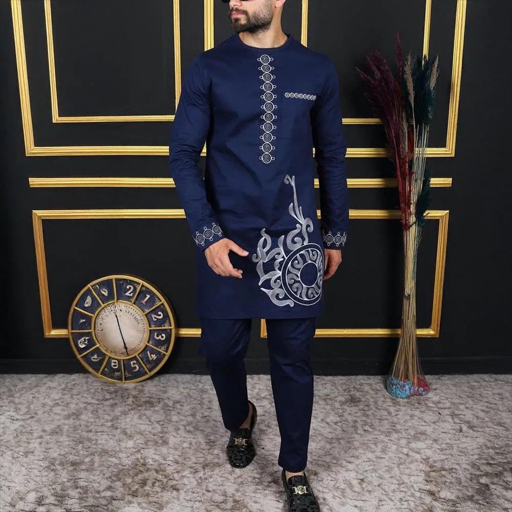 Men's Dashiki Long-Sleeve Two-Piece Set - Free Delivery Worldwide only at Flexi Africa