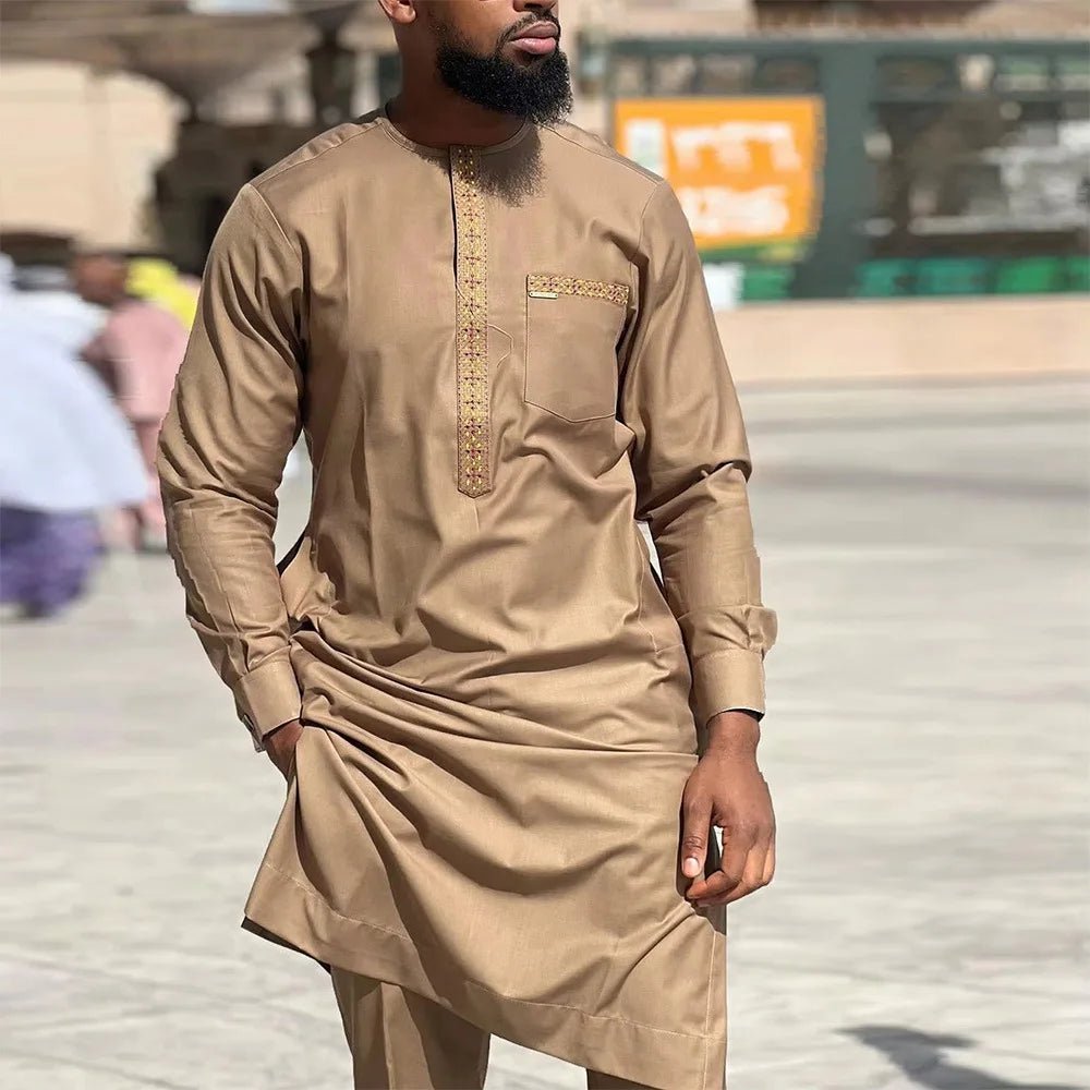 Men's Dashiki Long-Sleeve Two-Piece Set - Free Delivery Worldwide only at Flexi Africa