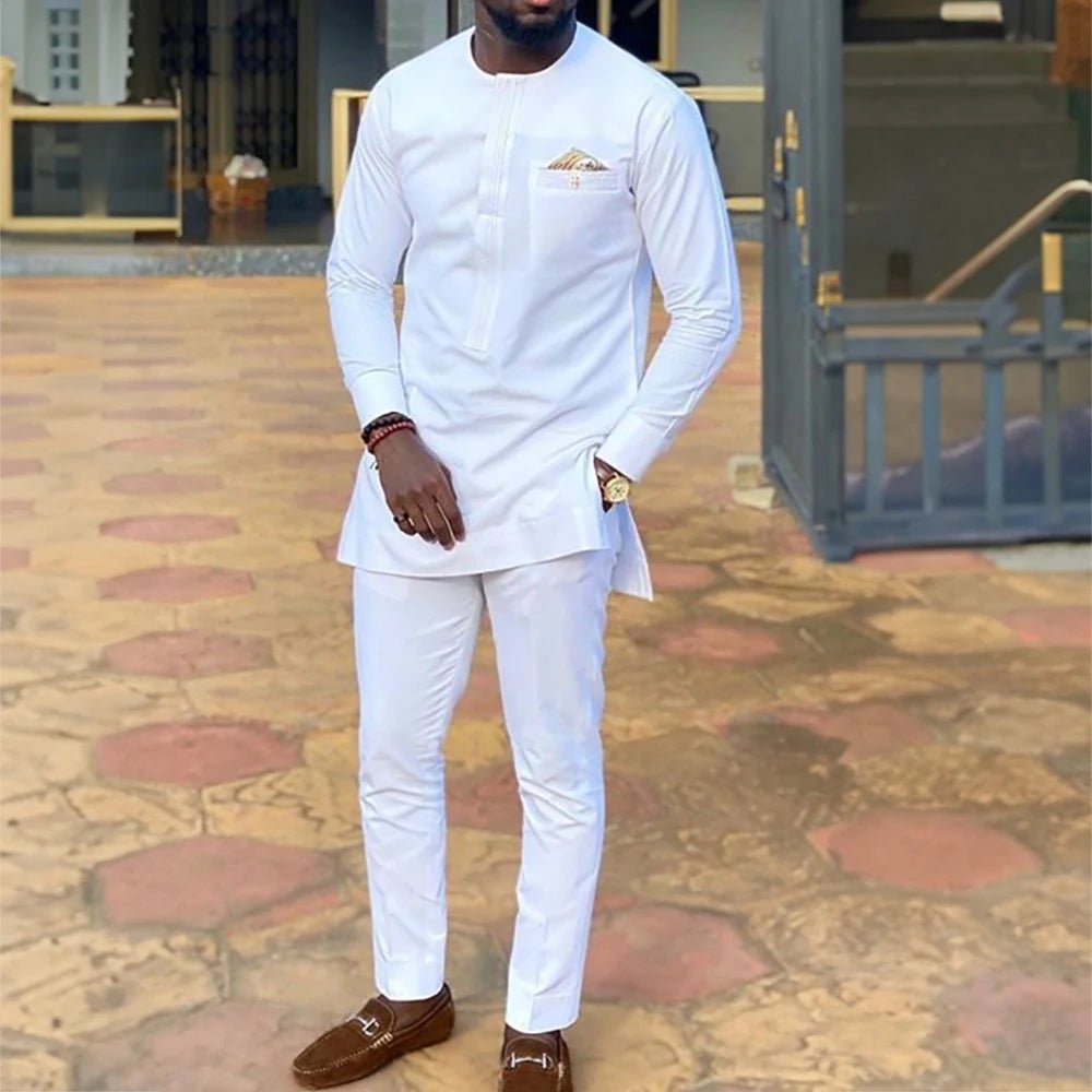 Men's Dashiki Long-Sleeve Two-Piece Set - Free Delivery Worldwide only at Flexi Africa