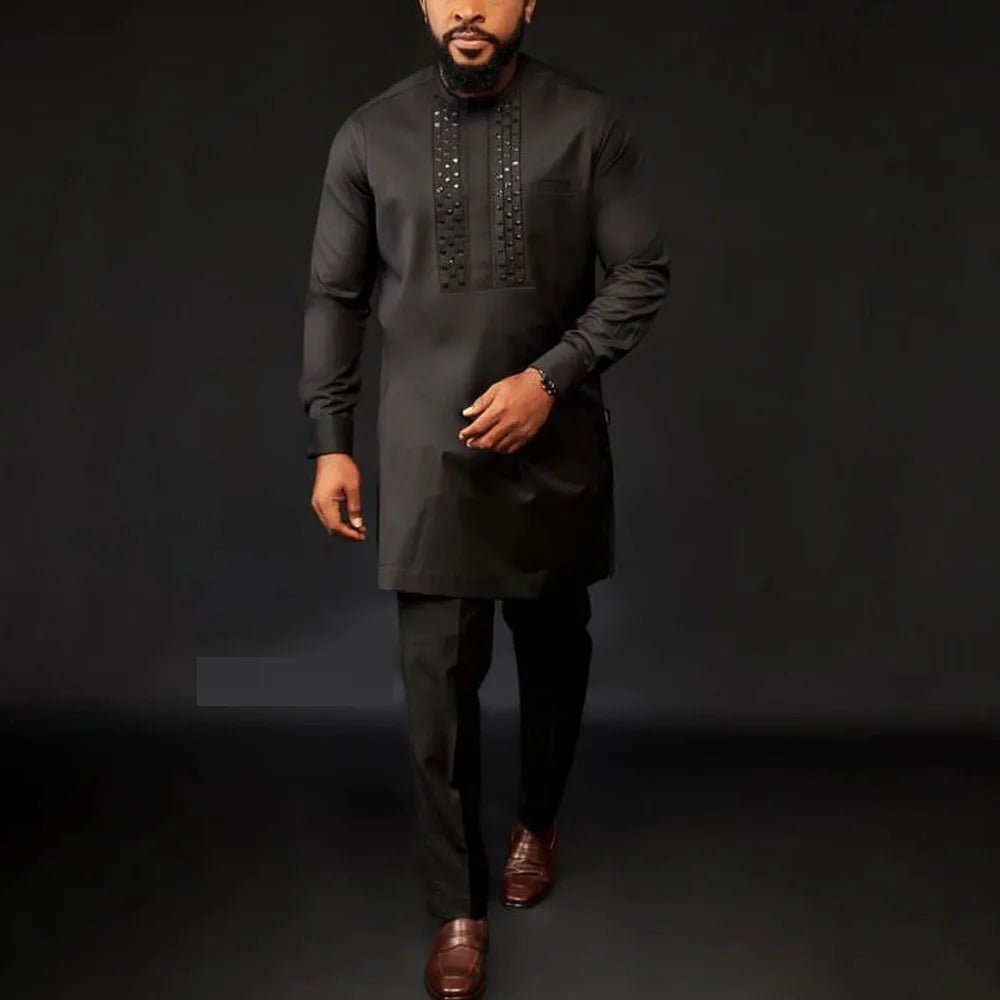 Men's Dashiki Long-Sleeve Two-Piece Set - Free Delivery Worldwide only at Flexi Africa