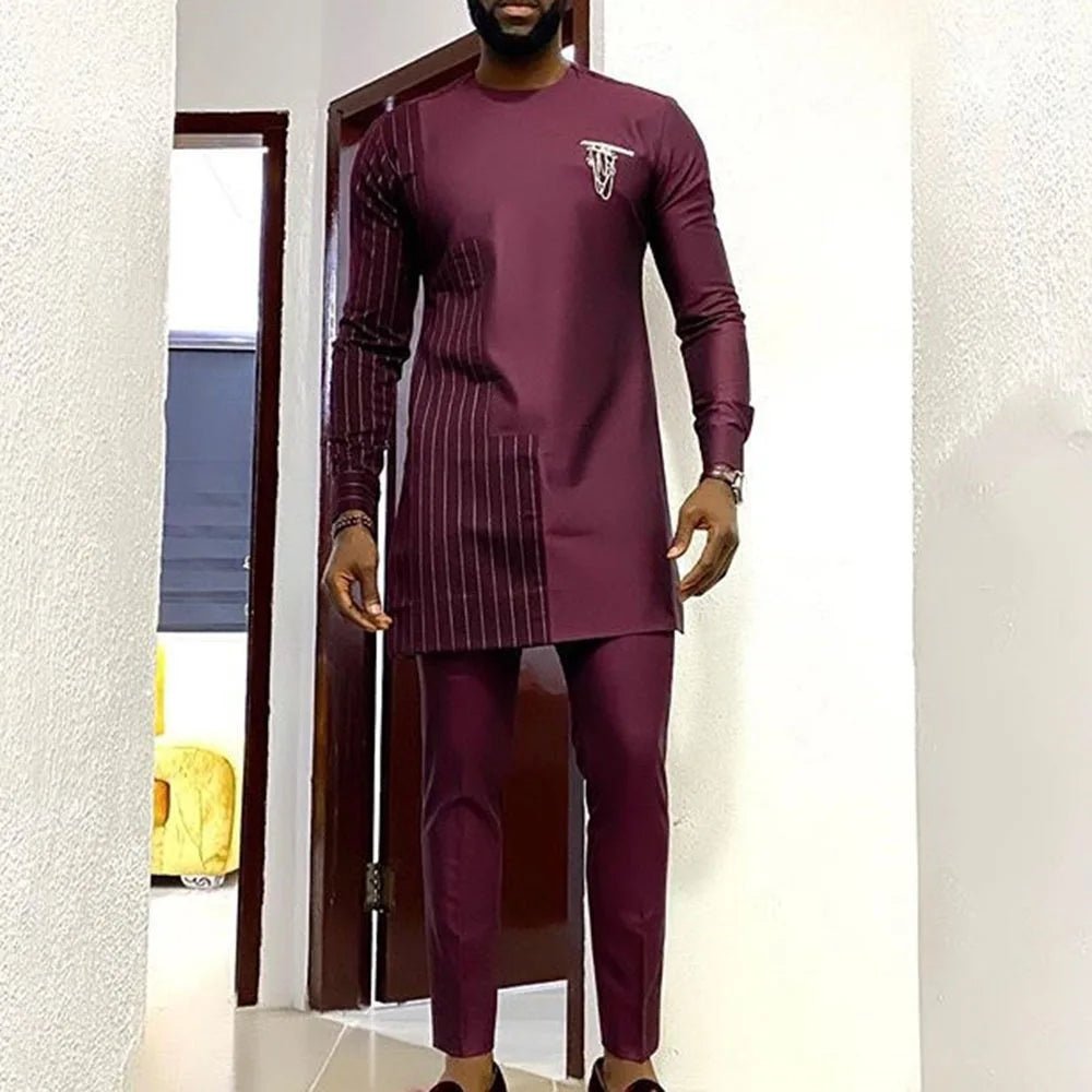 Men's Dashiki Long-Sleeve Two-Piece Set - Free Delivery Worldwide only at Flexi Africa