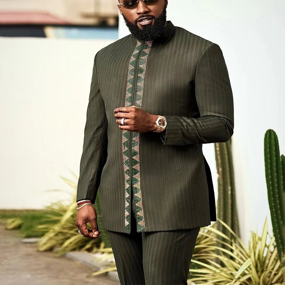 Men's Dashiki Long-Sleeve Two-Piece Set - Free Delivery Worldwide only at Flexi Africa