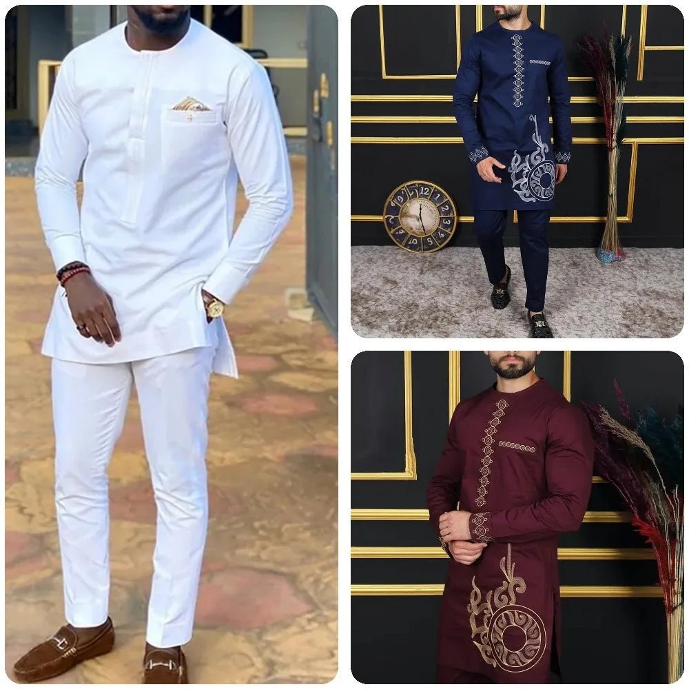 Men's Dashiki Long-Sleeve Two-Piece Set - Free Delivery Worldwide only at Flexi Africa