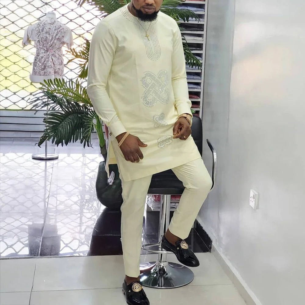 Men's Dashiki Long-Sleeve Two-Piece Set - Free Delivery Worldwide only at Flexi Africa
