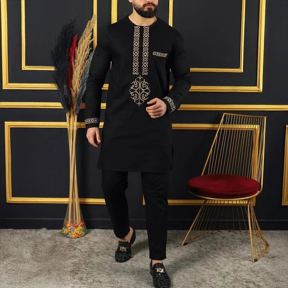 Men's Dashiki Long-Sleeve Two-Piece Set - Free Delivery Worldwide only at Flexi Africa