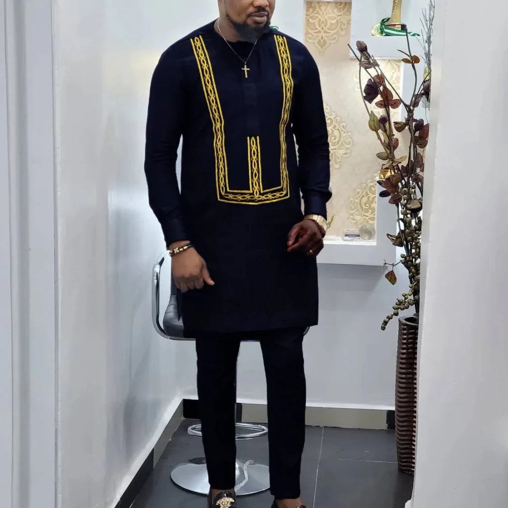 Men's Dashiki Long-Sleeve Two-Piece Set - Free Delivery Worldwide only at Flexi Africa