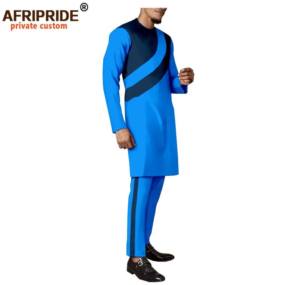 Men's Dashiki Wax Print Co-ord Set – Long Coat & Trousers - Free Delivery Worldwide only at Flexi Africa