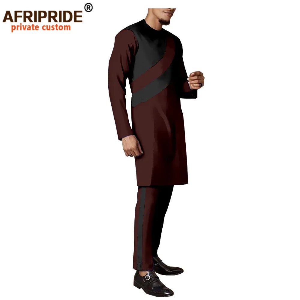 Men's Dashiki Wax Print Co-ord Set – Long Coat & Trousers - Free Delivery Worldwide only at Flexi Africa