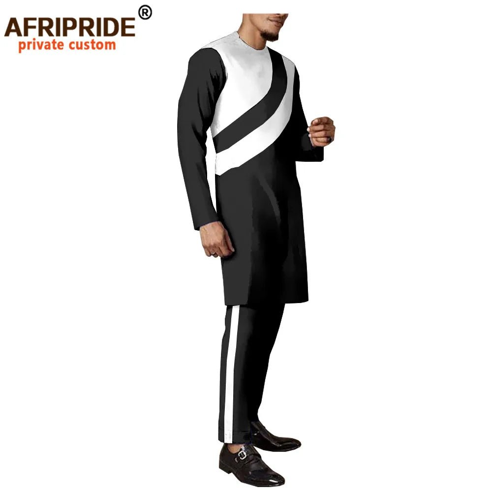 Men's Dashiki Wax Print Co-ord Set – Long Coat & Trousers - Free Delivery Worldwide only at Flexi Africa