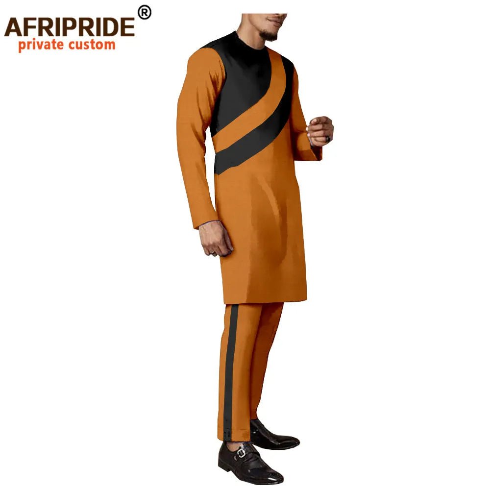 Men's Dashiki Wax Print Co-ord Set – Long Coat & Trousers - Free Delivery Worldwide only at Flexi Africa