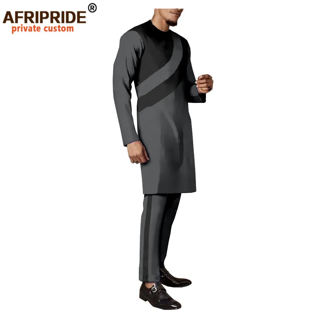 Men's Dashiki Wax Print Co-ord Set – Long Coat & Trousers - Free Delivery Worldwide only at Flexi Africa
