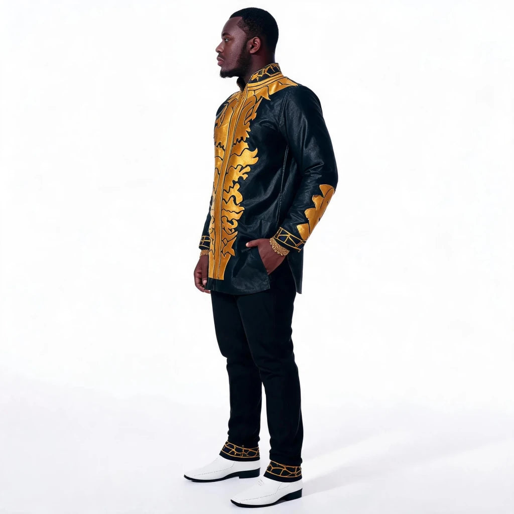 Men's Embroidered African Tunic & Trouser Outfit - Free Delivery Worldwide only at Flexi Africa