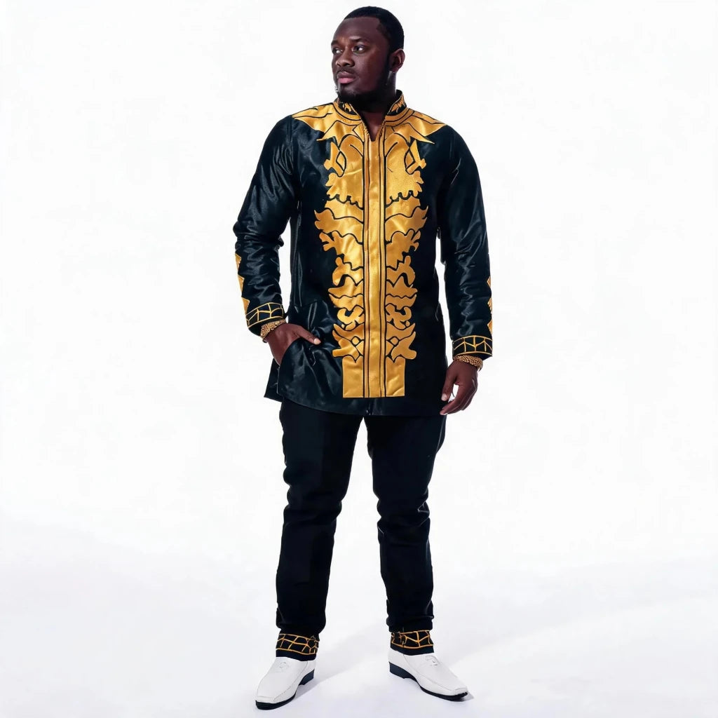 Men's Embroidered African Tunic & Trouser Outfit - Free Delivery Worldwide only at Flexi Africa