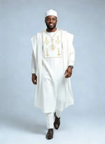 Men's Embroidered Agbada Three-Piece Wedding Set - Free Delivery Worldwide only at Flexi Africa