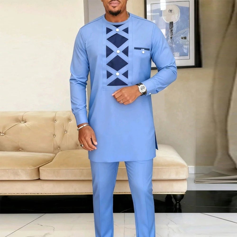 Men's Embroidered Kaftan Shirt & Trouser Set - Free Delivery Worldwide only at Flexi Africa