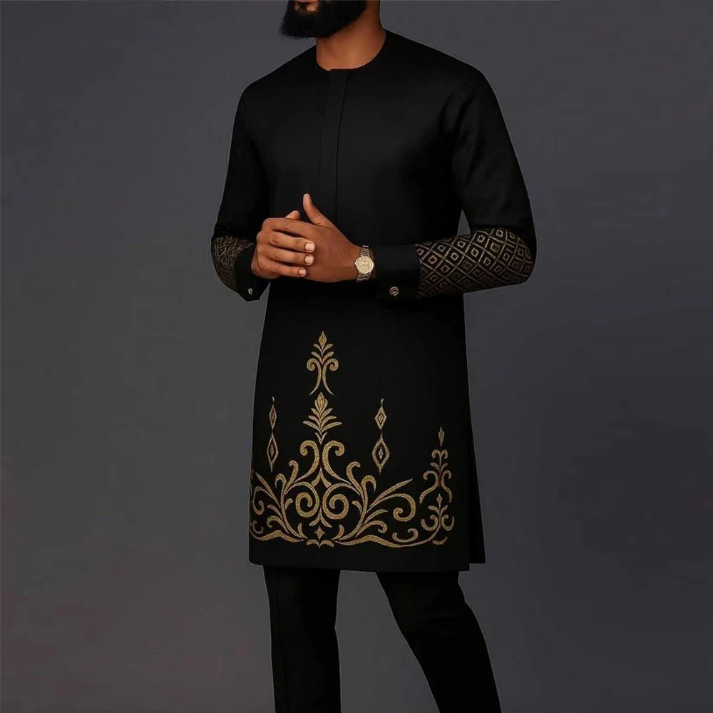 Men's Embroidered Kaftan Shirt & Trouser Set - Free Delivery Worldwide only at Flexi Africa
