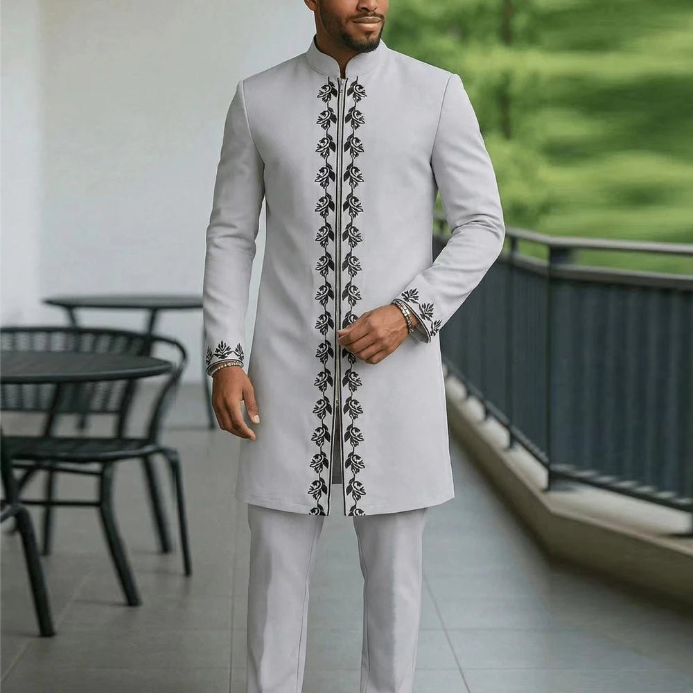 Men's Embroidered Kaftan Shirt & Trouser Set - Free Delivery Worldwide only at Flexi Africa