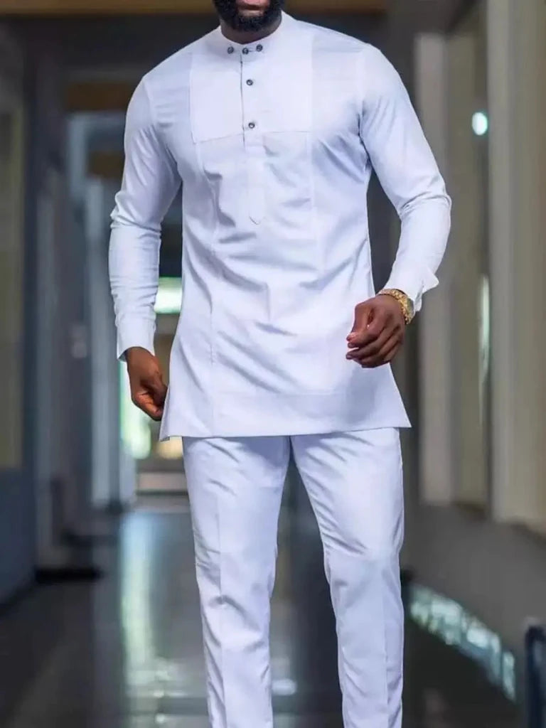 Men's Embroidered Kaftan Shirt & Trouser Set - Free Delivery Worldwide only at Flexi Africa
