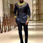 Men's Embroidered Kaftan Shirt & Trouser Set - Free Delivery Worldwide only at Flexi Africa