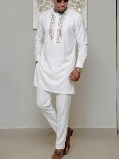 Men's Embroidered Kaftan Shirt & Trouser Set - Free Delivery Worldwide only at Flexi Africa