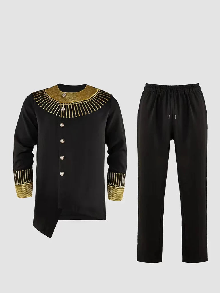 Men's Embroidered Kaftan Shirt & Trouser Set - Free Delivery Worldwide only at Flexi Africa