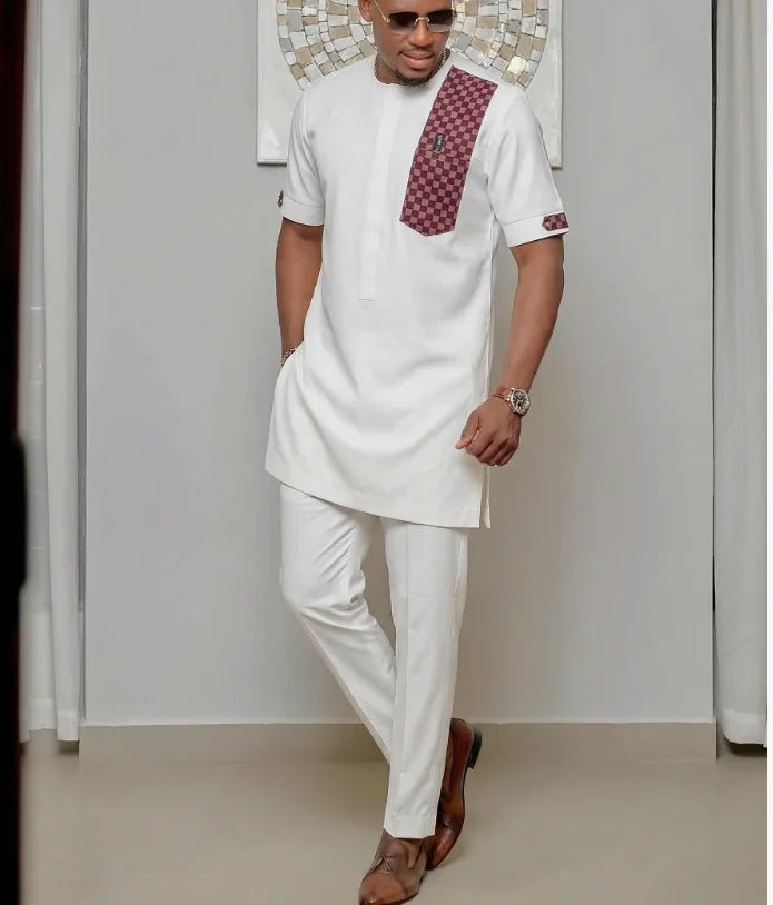 Men's Embroidered Kaftan Shirt & Trouser Set - Free Delivery Worldwide only at Flexi Africa