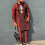 Men's Embroidered Kaftan Shirt & Trouser Set - Free Delivery Worldwide only at Flexi Africa