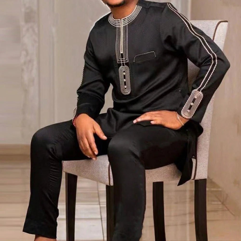 Men's Embroidered Kaftan Shirt & Trouser Set - Free Delivery Worldwide only at Flexi Africa