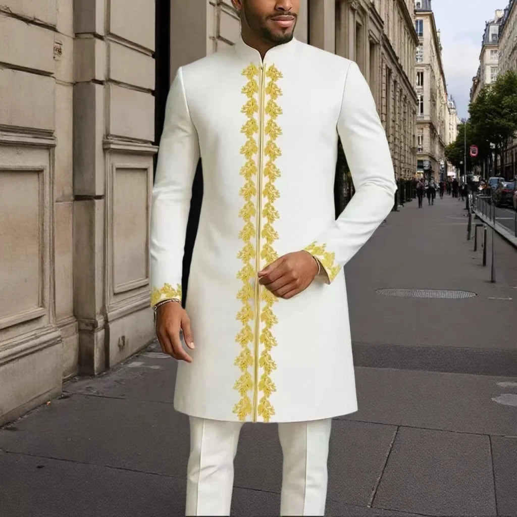 Men's Embroidered Kaftan Shirt & Trouser Set - Free Delivery Worldwide only at Flexi Africa