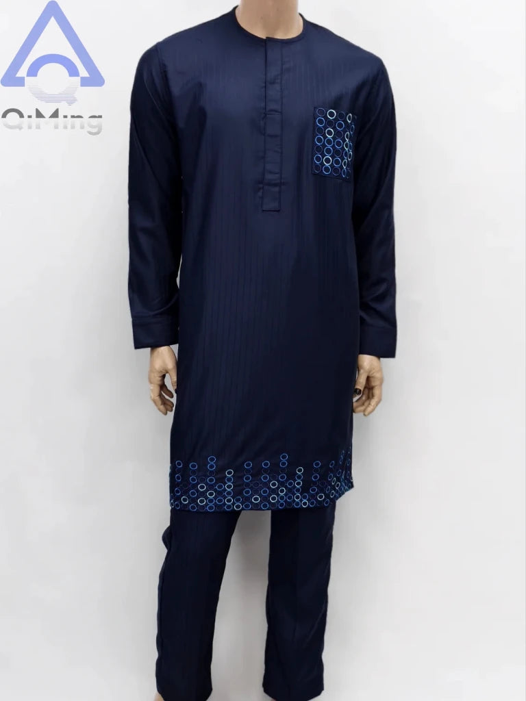 Men's Kandura-Inspired Long Tunic & Trouser Set - Free Delivery Worldwide only at Flexi Africa