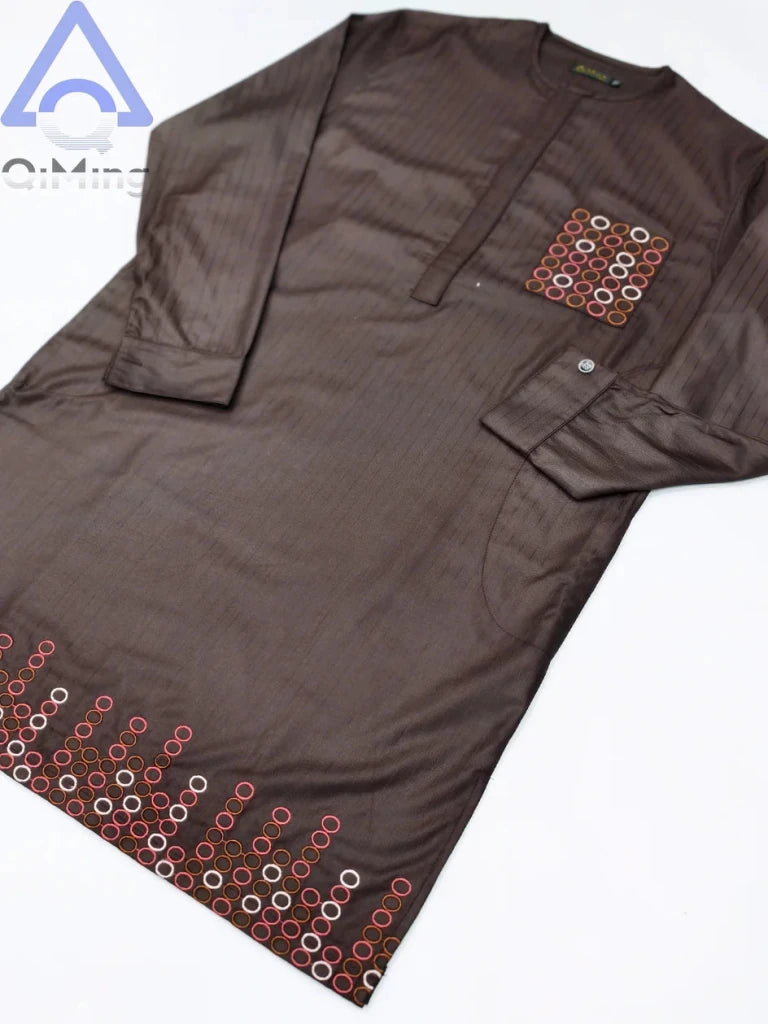 Men's Kandura-Inspired Long Tunic & Trouser Set - Free Delivery Worldwide only at Flexi Africa