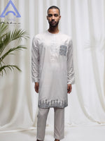 Men's Kandura-Inspired Long Tunic & Trouser Set - Free Delivery Worldwide only at Flexi Africa