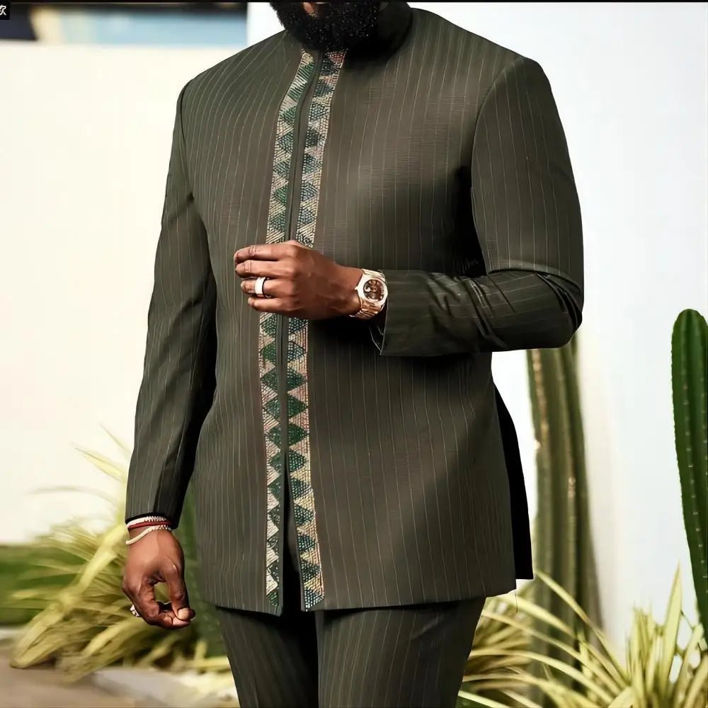 Men's Kaunda-Style Two-Piece Set - Free Delivery Worldwide only at Flexi Africa