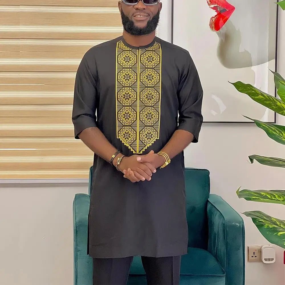 Men's Kaunda-Style Two-Piece Set - Free Delivery Worldwide only at Flexi Africa
