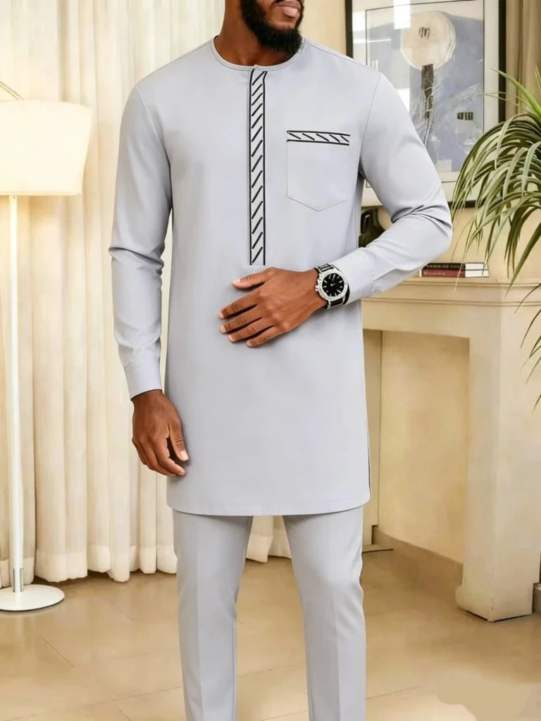 Men's Kaunda-Style Two-Piece Set - Free Delivery Worldwide only at Flexi Africa