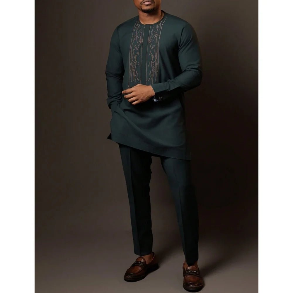Men's Kaunda-Style Two-Piece Set - Free Delivery Worldwide only at Flexi Africa