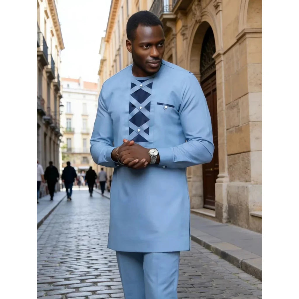 Men's Kaunda-Style Two-Piece Set - Free Delivery Worldwide only at Flexi Africa