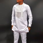Men’s Luxury African Embroidered 2-Piece Set – Traditional Dashiki Kaftan Shirt & Pants - Free Delivery Worldwide only at Flexi Africa