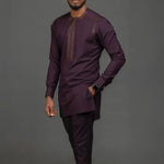 Men’s Luxury African Embroidered 2-Piece Set – Traditional Dashiki Kaftan Shirt & Pants - Free Delivery Worldwide only at Flexi Africa