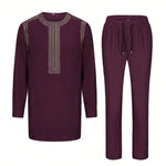 Men’s Luxury African Embroidered 2-Piece Set – Traditional Dashiki Kaftan Shirt & Pants - Free Delivery Worldwide only at Flexi Africa