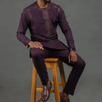 Men’s Luxury African Embroidered 2-Piece Set – Traditional Dashiki Kaftan Shirt & Pants - Free Delivery Worldwide only at Flexi Africa