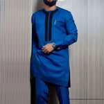 Men’s Luxury African Wedding 2PC Suit – Elegant Groom Outfit, Patchwork Crew - Neck Formal Set - Free Delivery Worldwide only at Flexi Africa