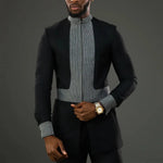 Men’s Luxury African Wedding 2PC Suit – Elegant Groom Outfit, Patchwork Crew - Neck Formal Set - Free Delivery Worldwide only at Flexi Africa