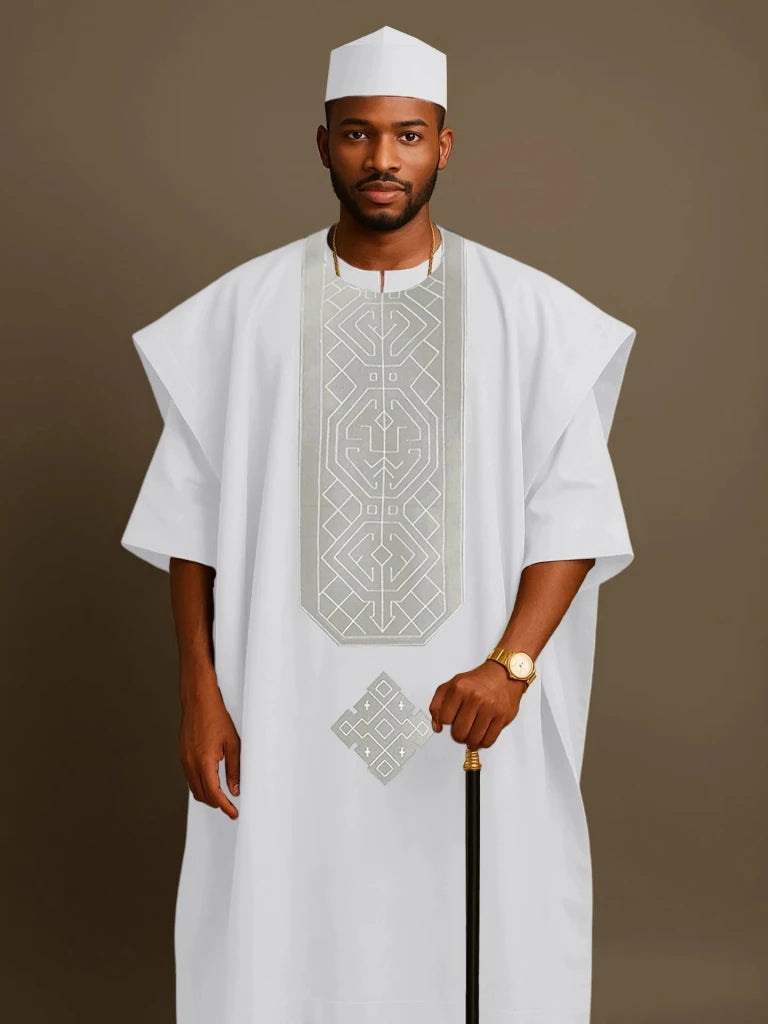 Men's Nigerian-Style Kaftan Three-Piece Set - Free Delivery Worldwide only at Flexi Africa