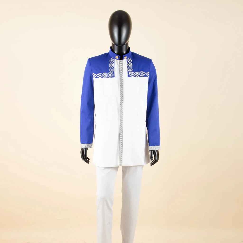 Men’s Slim-Fit African Wedding Suit – Embroidered Jacket, Pocket Square and Pants 2PC Set - Free Delivery Worldwide only at Flexi Africa